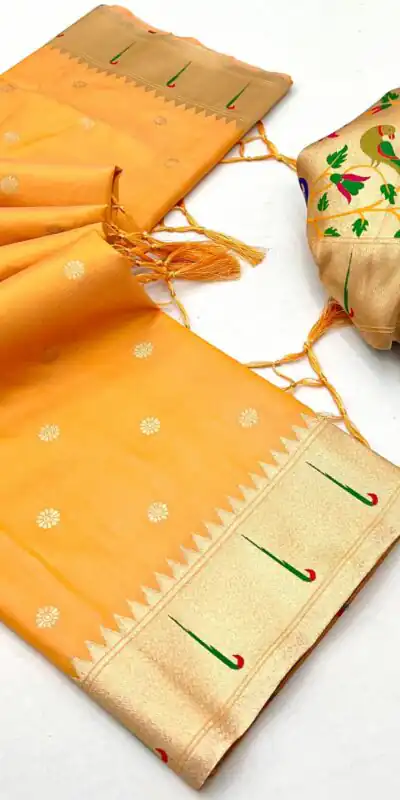 MB 150 Yellow A Pethani silk Saree Perfect for Wedding, Party, Baisakhi, Reception, Traditional Day – . Affordable Price ₹2549. Delivery 4-6 Working | Bollywood Sarees, Creative Sarees, Designer Sarees, Embroidered Sarees, Ethnic Saree, Modern Digital sarees, Party Wear Sarees, Sarees