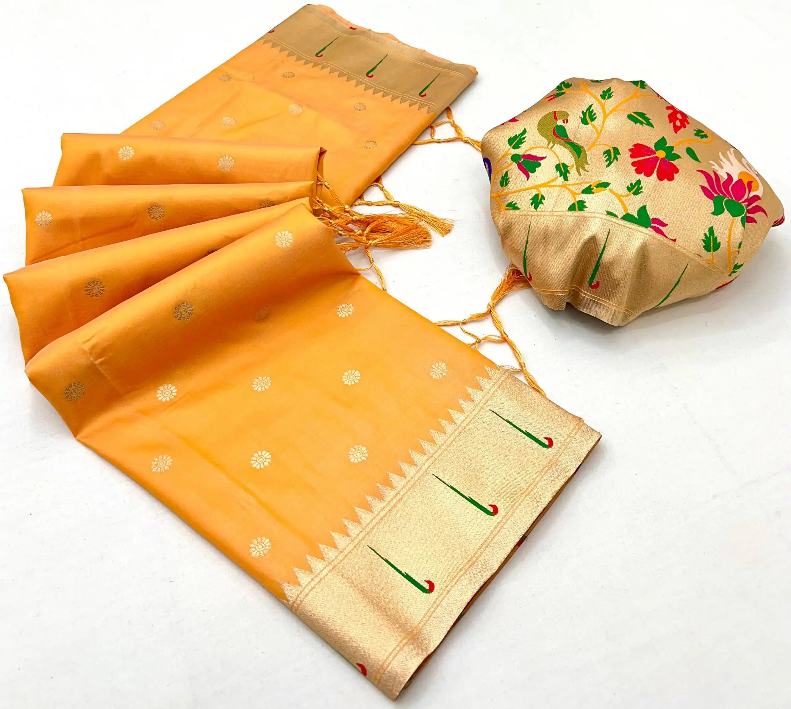 MB 150 Yellow A Pethani silk Saree Perfect for Wedding, Party, Baisakhi, Reception, Traditional Day – . Affordable Price ₹2549. Delivery 4-6 Working | Bollywood Sarees, Creative Sarees, Designer Sarees, Embroidered Sarees, Ethnic Saree, Modern Digital sarees, Party Wear Sarees, Sarees