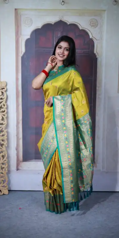MB 18 Yellow Paithani Ajanta Lotus Saree Perfect for Wedding, Party, Lohri, Durga Puja, Eid – . Get it for ₹2449. Delivery 4-6 Working Days. Shop now. | Bollywood Sarees, Creative Sarees, Designer Sarees, Embroidered Sarees, Ethnic Saree, Modern Digital sarees, Party Wear Sarees, Sarees