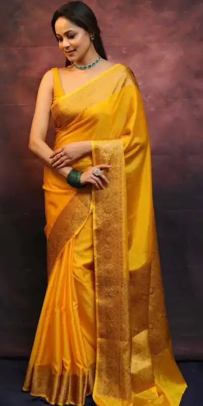 KP 6009 Yellow Soft Lichi Silk With Lace Border & Lace Work. Now Saree at just ₹1349. Delivery 4-6 Working Days. Shop now. | Bollywood Sarees, Creative Sarees, Designer Sarees, Embroidered Sarees, Ethnic Saree, Modern Digital sarees, Party Wear Sarees, Sarees