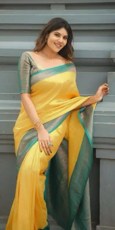 KP 5059 Yellow Color Soft Lichi Silk Cloth. Saree with Designer Work. Get it for ₹1449. Delivery 4-6 Working Days. Shop now. | Bollywood Sarees, Creative Sarees, Designer Sarees, Embroidered Sarees, Ethnic Saree, Modern Digital sarees, Party Wear Sarees, Sarees