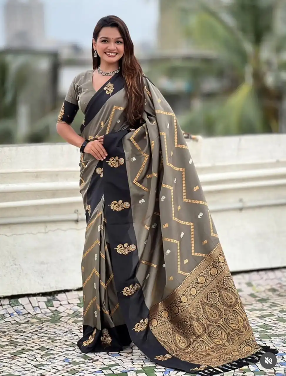 MS 543 Black Color Banarasi Silk Saree with Zari Work. Wedding, Party, Festive, Events, Available at ₹1649 only. Delivery 4-6 Working Days. Shop now. | Bollywood Sarees, Creative Sarees, Designer Sarees, Embroidered Sarees, Ethnic Saree, Modern Digital sarees, Party Wear Sarees, Sarees