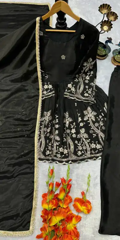 VLM 300 Black Chinon Silk with Lace Work & Embroidery Work Salwar Suit . Affordable Price ₹1899. Delivery 4-6 Working Days. Shop now. | Designer Suits, Jump Suits, Casual Suits, Creative suits, Palazzo Suits, Party Wear Suits, Patiala Suits, Salwar suit, Straight Suits