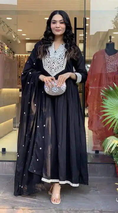 MF 818 Black Color Cotton Silk Salwar Suit with Mirror Work. Introductory Price ₹1699. Delivery 4-6 Working Days. Shop now. | Designer Suits, Jump Suits, Casual Suits, Creative suits, Palazzo Suits, Party Wear Suits, Patiala Suits, Salwar suit, Straight Suits