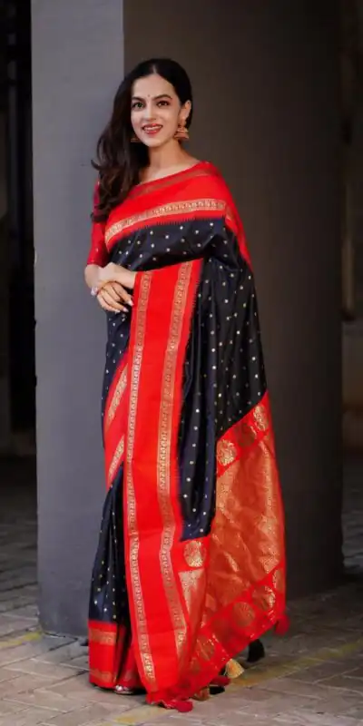 KPR 240 Black in Color Soft Lichi Silk Lace Work & Lace Border Saree . Now at just ₹1449. Delivery 4-6 Working Days. Shop now. | Bollywood Sarees, Creative Sarees, Designer Sarees, Embroidered Sarees, Ethnic Saree, Modern Digital sarees, Party Wear Sarees, Sarees