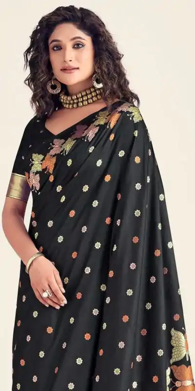 KPR 256 Black in Soft Lichi Silk Lace Border & Lace Work Saree . Special Price ₹1449. Delivery 4-6 Working Days. Shop now. | Bollywood Sarees, Creative Sarees, Designer Sarees, Embroidered Sarees, Ethnic Saree, Modern Digital sarees, Party Wear Sarees, Sarees