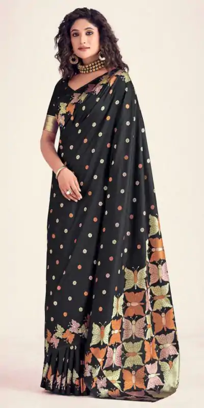 KPR 256 Black in Soft Lichi Silk Lace Border & Lace Work Saree . Special Price ₹1449. Delivery 4-6 Working Days. Shop now. | Bollywood Sarees, Creative Sarees, Designer Sarees, Embroidered Sarees, Ethnic Saree, Modern Digital sarees, Party Wear Sarees, Sarees