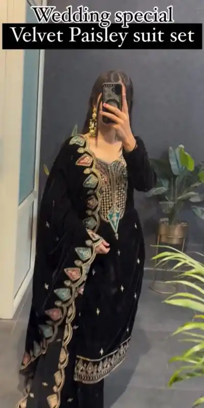 VLM 229 Black Viscose Velvet Salwar Suit Perfect for Wedding, Party, Cultural Events, Sangeet, Baby Shower – . Best Price ₹2149. Delivery 4-6 Working | Designer Suits, Jump Suits, Tops & Bottoms, Track Suits, Trendy Wear, Casual Suits, Creative suits, Palazzo Suits, Party Wear Suits, Patiala Suits, Salwar suit, Straight Suits