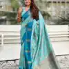 MS 543 Blue Color Banarasi Silk Saree with Zari Work. Wedding, Party, Festive, Events, Available at ₹1649 only. Delivery 4-6 Working Days. Shop now. | Bollywood Sarees, Creative Sarees, Designer Sarees, Embroidered Sarees, Ethnic Saree, Modern Digital sarees, Party Wear Sarees, Sarees