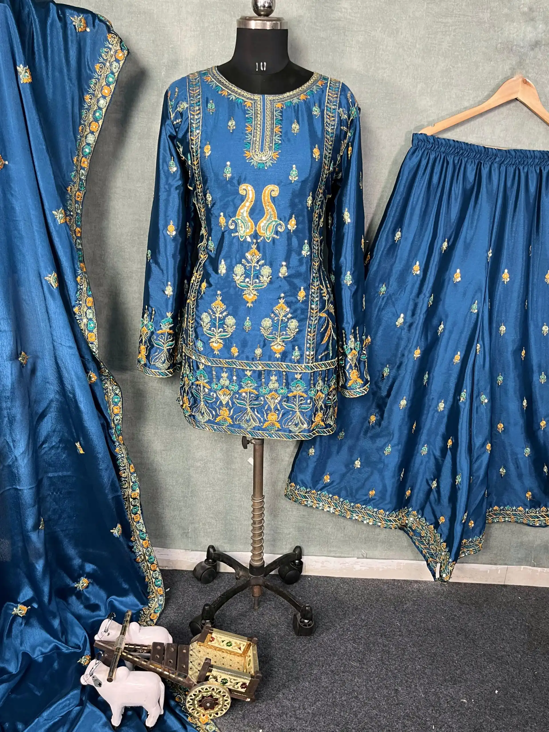 BD 1733 Blue Chinon Silk Salwar Suit with Sequins & Embroidery Work. Grab it for ₹2099. Delivery 4-6 Working Days. Shop now. | Designer Suits, Jump Suits, Casual Suits, Creative suits, Palazzo Suits, Party Wear Suits, Patiala Suits, Salwar suit, Straight Suits