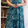 INLI Coral Blue Color Cotton With Printed Designer Work Gown . Wedding, Party, Festive, Events, Grab it for ₹1449. Delivery 4-6 Working Days. Shop now. | Bollywood Gowns, Creative Gowns, Designer Gowns, Embroidered Gowns, Gowns, Party Wear Gowns
