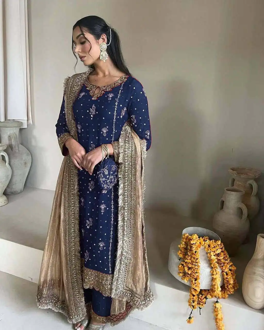 LG 1923 Blue Color Faux Georgette With Sequence Handmade Moti Work Salwar Suit Casual, Wedding, Party, Festive, Events Etc.4-6 Working Days@ 2149/-only | Designer Suits, Jump Suits, Casual Suits, Creative suits, Palazzo Suits, Party Wear Suits, Patiala Suits, Salwar suit, Straight Suits