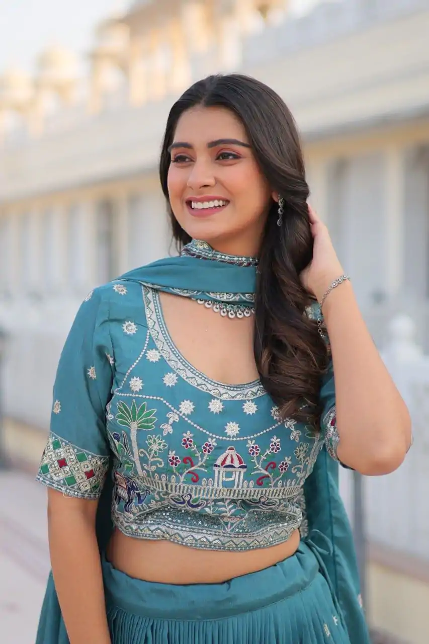 Ram 064 Blue Pure Chinon Lehenga Choli with Embroidery Work. Introductory Price ₹3049. Delivery 4-6 Working Days. Shop now. | Bollywood Lehenga, Creative Lehenga, Designer Lehenga, Embroidered Lehenga, Lehenga, Party Wear Lehenga