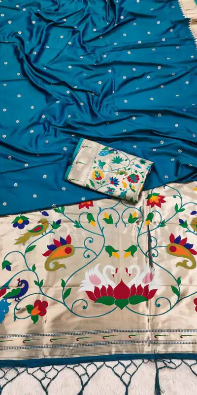 MB 149 Blue Silk Saree with Zari Work & Lace Work. Wedding, Party, Festive, Events, Grab it for ₹2549. Delivery 4-6 Working Days. Shop now. | Bollywood Sarees, Creative Sarees, Designer Sarees, Embroidered Sarees, Ethnic Saree, Modern Digital sarees, Party Wear Sarees, Sarees