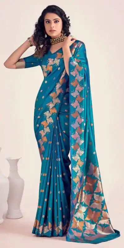 KPR 256 Blue in Soft Lichi Silk Lace Border & Lace Work Saree . Special Price ₹1449. Delivery 4-6 Working Days. Shop now. | Bollywood Sarees, Creative Sarees, Designer Sarees, Embroidered Sarees, Ethnic Saree, Modern Digital sarees, Party Wear Sarees, Sarees