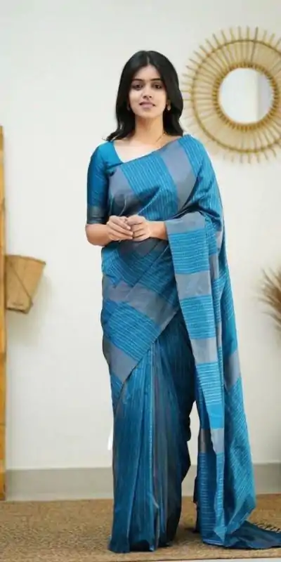KPR 152 Blue Soft Lichi Silk Saree with Lace Work & Lace Border. Available at ₹1249 only. Delivery 4-6 Working Days. Shop now. | Bollywood Sarees, Creative Sarees, Designer Sarees, Embroidered Sarees, Ethnic Saree, Modern Digital sarees, Party Wear Sarees, Sarees
