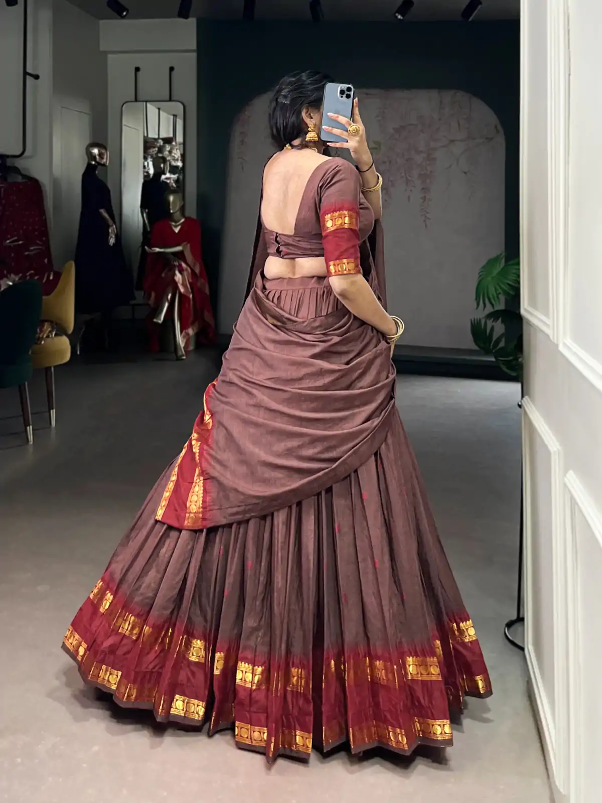 LNB 1904 Brown Color Pure Chanderi with Zari Work Lehenga Choli . Affordable Price ₹1999. Delivery 4-6 Working Days. Shop now. | Bollywood Lehenga, Creative Lehenga, Designer Lehenga, Embroidered Lehenga, Lehenga, Party Wear Lehenga