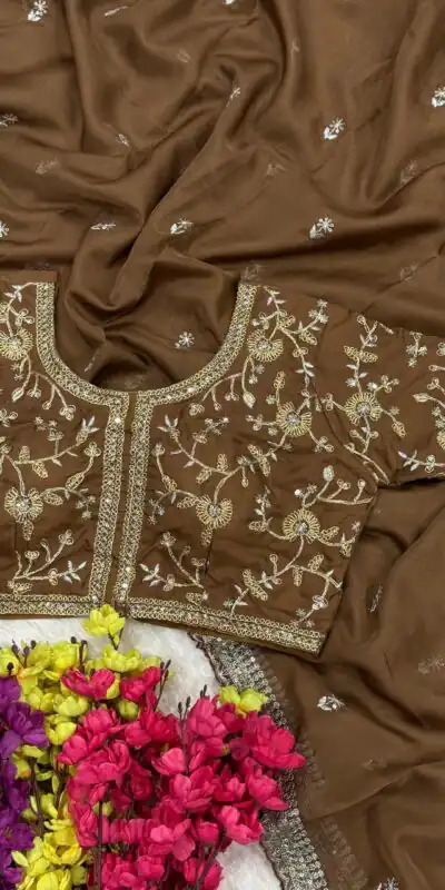 AC MAGIC CIRCLE Brown Soft Organza Saree Perfect for Wedding, Party, Haldi, Festival Celebrations, Diwali – . Grab it for ₹2099. Delivery 4-6 Working Days | Bollywood Sarees, Creative Sarees, Designer Sarees, Embroidered Sarees, Ethnic Saree, Modern Digital sarees, Party Wear Sarees, Sarees