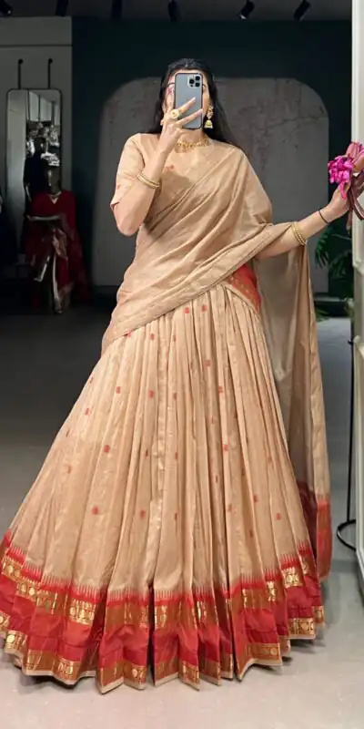 LNB 1904 Cream Color Pure Chanderi with Zari Work Lehenga Choli . Affordable Price ₹1999. Delivery 4-6 Working Days. Shop now. | Bollywood Lehenga, Creative Lehenga, Designer Lehenga, Embroidered Lehenga, Lehenga, Party Wear Lehenga