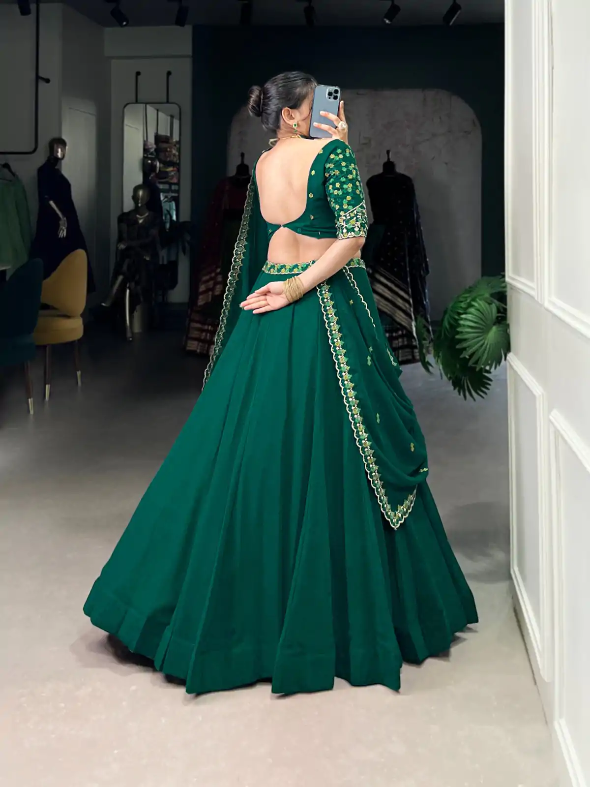 LNB 1447 Dark Green in Georgette Embroidery Work Lehenga Choli . Festive Deal ₹3299. Delivery 4-6 Working Days. Shop now. | Bollywood Lehenga, Creative Lehenga, Designer Lehenga, Embroidered Lehenga, Lehenga, Party Wear Lehenga