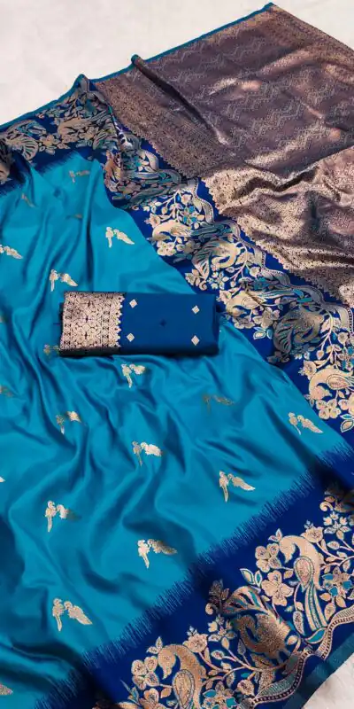 MB 3308 Firozi Banarasi Silk Saree Perfect for Wedding, Party, Holi, Reception, Raksha Bandhan – . Special Price ₹1999. Delivery 4-6 Working Days. Shop n | Bollywood Sarees, Creative Sarees, Designer Sarees, Embroidered Sarees, Ethnic Saree, Modern Digital sarees, Party Wear Sarees, Sarees