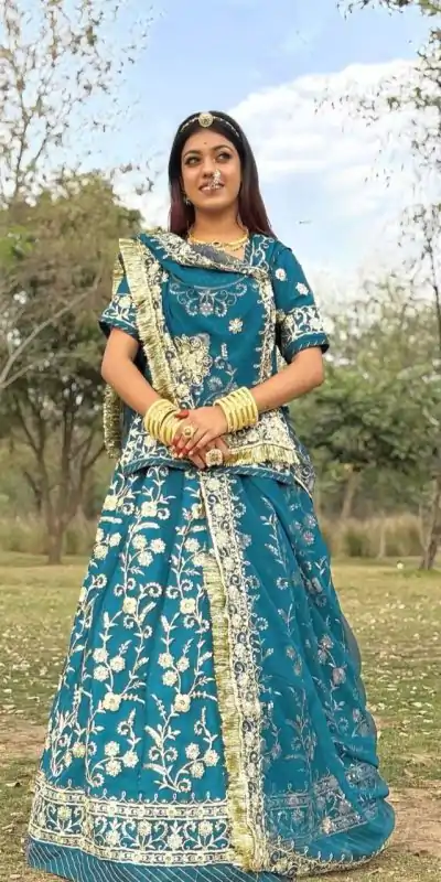 PC 517 Firozi Fox Georgette with Embroidery Work Lehenga Choli . Exclusive Offer ₹3149. Delivery 4-6 Working Days. Shop now. | Bollywood Lehenga, Creative Lehenga, Designer Lehenga, Embroidered Lehenga, Lehenga, Party Wear Lehenga