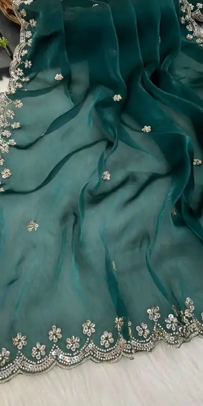 BT 400 Firozi in Jimmy Chou Silk Embroidery Work & Lace Work Saree . Grab it for ₹2999. Delivery 4-6 Working Days. Shop now. | Bollywood Sarees, Creative Sarees, Designer Sarees, Embroidered Sarees, Ethnic Saree, Modern Digital sarees, Party Wear Sarees, Sarees