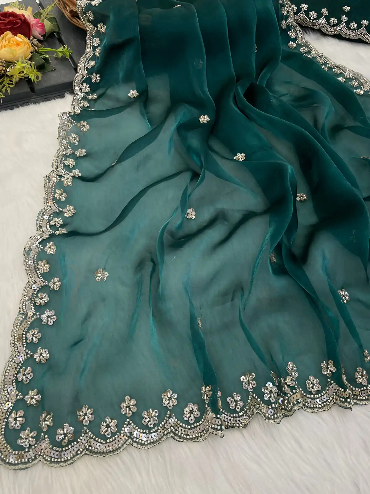 BT 400 Firozi in Jimmy Chou Silk Embroidery Work & Lace Work Saree . Grab it for ₹2999. Delivery 4-6 Working Days. Shop now. | Bollywood Sarees, Creative Sarees, Designer Sarees, Embroidered Sarees, Ethnic Saree, Modern Digital sarees, Party Wear Sarees, Sarees