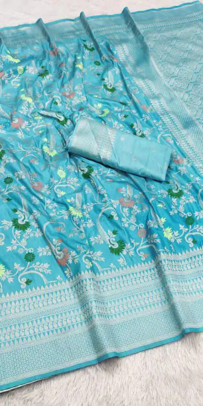 MB 105 Firozi in Color Khaddi Pashmina Lace Work & Zari Work Saree . Special Price ₹1999. Delivery 4-6 Working Days. Shop now. | Bollywood Sarees, Creative Sarees, Designer Sarees, Embroidered Sarees, Ethnic Saree, Modern Digital sarees, Party Wear Sarees, Sarees