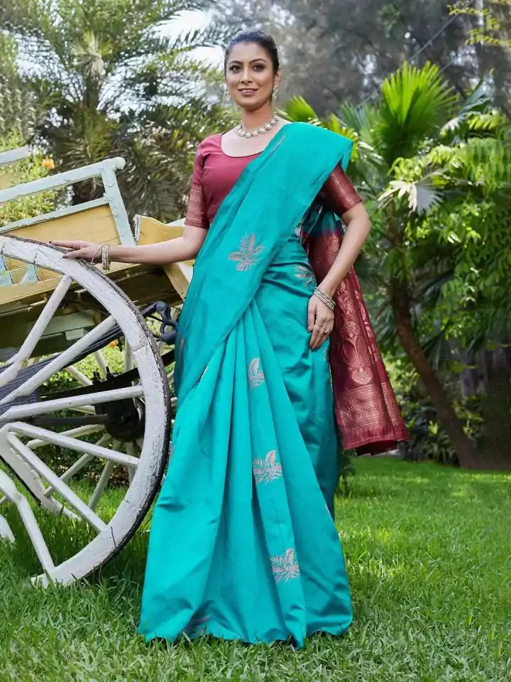 KPR 257 Firozi Soft Lichi Silk Saree with Lace Work & Lace Border. Now at just ₹1349. Delivery 4-6 Working Days. Shop now. | Bollywood Sarees, Creative Sarees, Designer Sarees, Embroidered Sarees, Ethnic Saree, Modern Digital sarees, Party Wear Sarees, Sarees