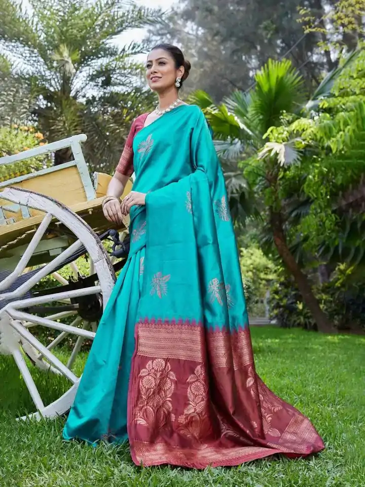 KPR 257 Firozi Soft Lichi Silk Saree with Lace Work & Lace Border. Now at just ₹1349. Delivery 4-6 Working Days. Shop now. | Bollywood Sarees, Creative Sarees, Designer Sarees, Embroidered Sarees, Ethnic Saree, Modern Digital sarees, Party Wear Sarees, Sarees