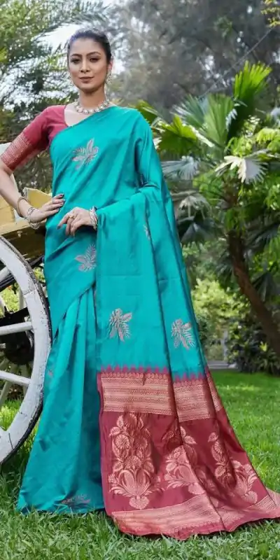KPR 257 Firozi Soft Lichi Silk Saree with Lace Work & Lace Border. Now at just ₹1349. Delivery 4-6 Working Days. Shop now. | Bollywood Sarees, Creative Sarees, Designer Sarees, Embroidered Sarees, Ethnic Saree, Modern Digital sarees, Party Wear Sarees, Sarees