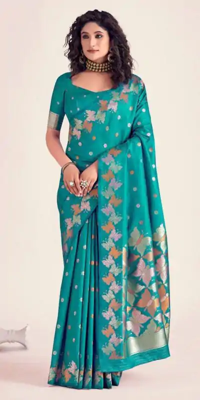 KPR 256 Firozi in Soft Lichi Silk Lace Border & Lace Work Saree . Special Price ₹1449. Delivery 4-6 Working Days. Shop now. | Bollywood Sarees, Creative Sarees, Designer Sarees, Embroidered Sarees, Ethnic Saree, Modern Digital sarees, Party Wear Sarees, Sarees