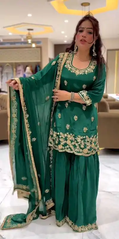 ND 5044 Green Natural Crep With Embroidery Work Salwar Suit . Affordable Price ₹2149. Delivery 4-6 Working Days. Shop now. | Designer Suits, Jump Suits, Casual Suits, Creative suits, Palazzo Suits, Party Wear Suits, Patiala Suits, Salwar suit, Straight Suits