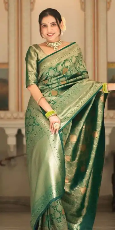 KPR 231 Green Soft Lichi Silk Saree with Designer Work. Wedding, Party, Festive, Events, Festive Deal ₹1449. Delivery 4-6 Working Days. Shop now. | Bollywood Sarees, Creative Sarees, Designer Sarees, Embroidered Sarees, Ethnic Saree, Modern Digital sarees, Party Wear Sarees, Sarees