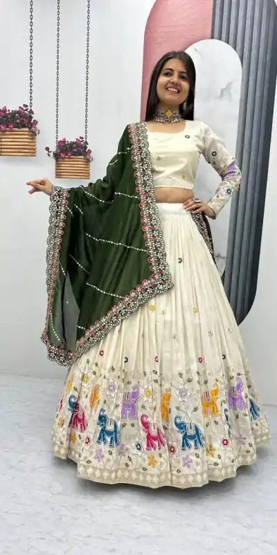 PC 503 Green in Pure Tissue Silk Cut Work & Lace Work Lehenga Choli . Now at just ₹2349. Delivery 4-6 Working Days. Shop now. | Bollywood Lehenga, Creative Lehenga, Designer Lehenga, Embroidered Lehenga, Lehenga, Party Wear Lehenga
