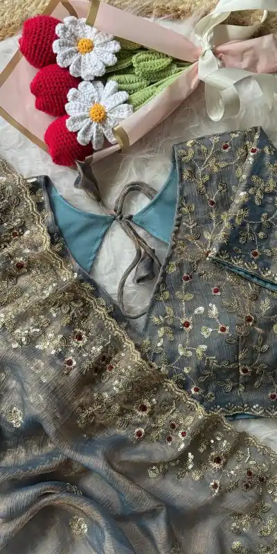 AC MISTY Grey in Fandy Chiffon Embroidery Work & Sequins Work Saree . Available at ₹1999 only. Delivery 4-6 Working Days. Shop now. | Bollywood Sarees, Creative Sarees, Designer Sarees, Embroidered Sarees, Ethnic Saree, Modern Digital sarees, Party Wear Sarees, Sarees