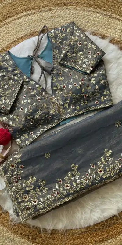 AC MISTY Grey in Fandy Chiffon Embroidery Work & Sequins Work Saree . Available at ₹1999 only. Delivery 4-6 Working Days. Shop now. | Bollywood Sarees, Creative Sarees, Designer Sarees, Embroidered Sarees, Ethnic Saree, Modern Digital sarees, Party Wear Sarees, Sarees