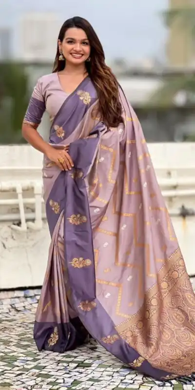 MS 543 Lavender Color Banarasi Silk Saree with Zari Work. Wedding, Party, Festive, Events, Available at ₹1649 only. Delivery 4-6 Working Days. Shop now. | Bollywood Sarees, Creative Sarees, Designer Sarees, Embroidered Sarees, Ethnic Saree, Modern Digital sarees, Party Wear Sarees, Sarees