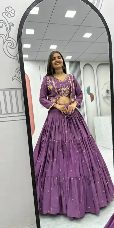 PC 538 Lavender in Lavender Chinon Thread & Embroidery Work Lehenga Choli . Exclusive Offer ₹2649. Delivery 4-6 Working Days. Shop now. | Bollywood Lehenga, Creative Lehenga, Designer Lehenga, Embroidered Lehenga, Lehenga, Party Wear Lehenga