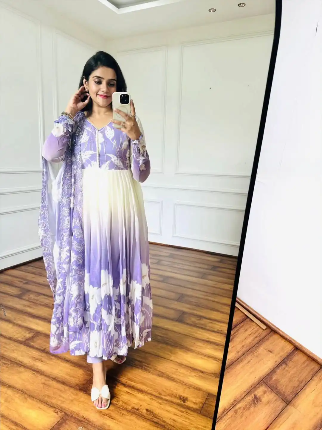 ZF 431 Lavender Faux Georgette Gown with Embroidery Work & Digital Print. Best Price ₹2049. Delivery 4-6 Working Days. Shop now. | Designer Suits, Jump Suits, Casual Suits, Creative suits, Palazzo Suits, Party Wear Suits, Patiala Suits, Salwar suit, Straight Suits