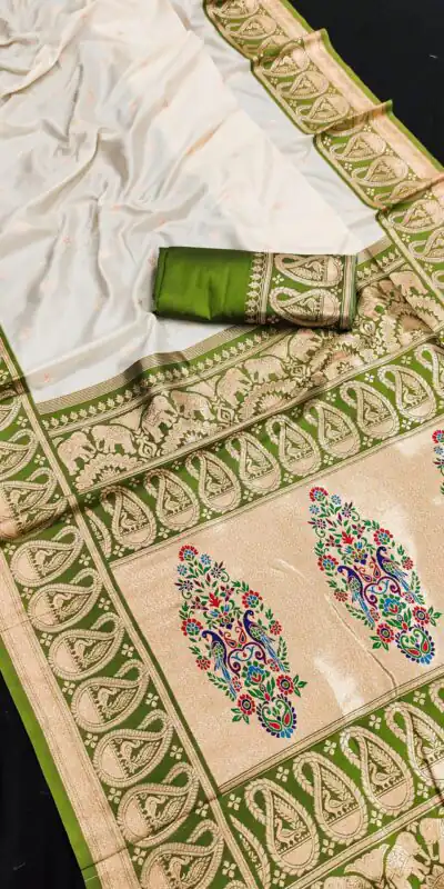 MB 1213 Mahendi Color Banarasi Saree with Zari Work & Lace Work. Wedding, Party, Festive, Events, Festive Deal ₹2099. Delivery 4-6 Working Days. Shop now. | Bollywood Sarees, Creative Sarees, Designer Sarees, Embroidered Sarees, Ethnic Saree, Modern Digital sarees, Party Wear Sarees, Sarees