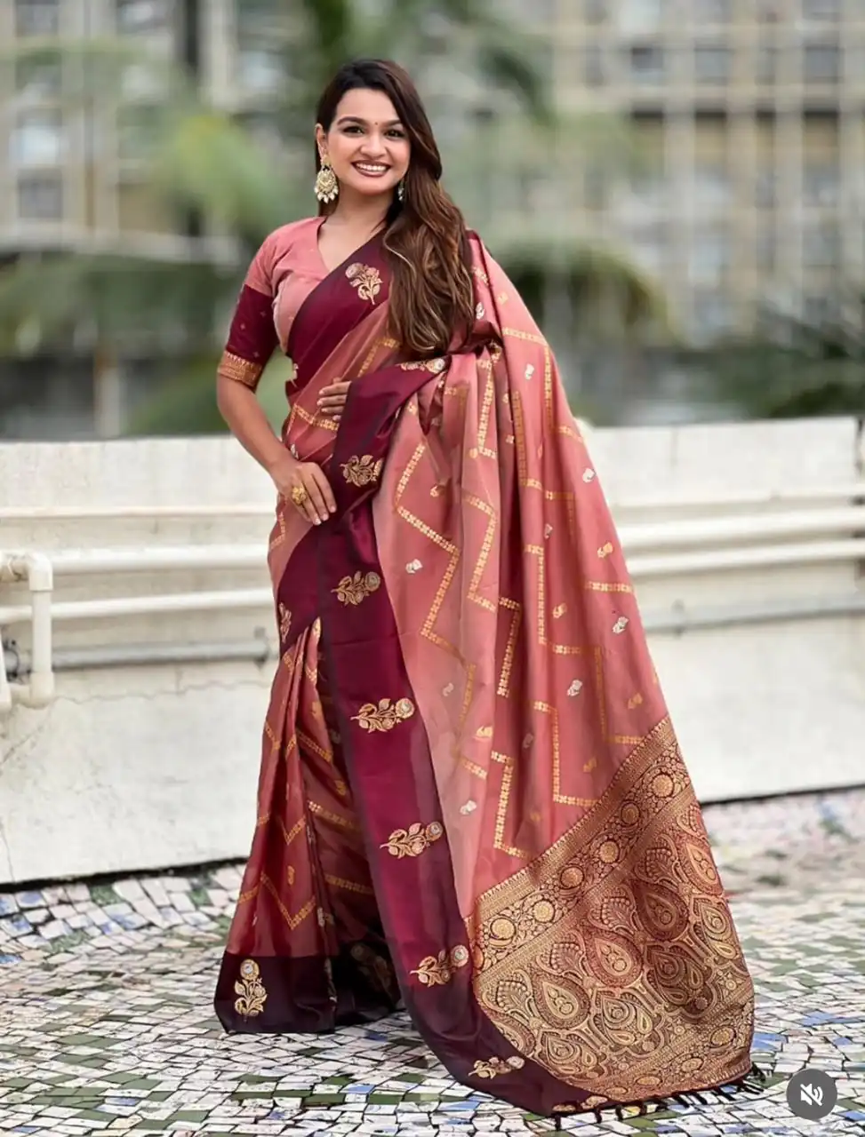 MS 543 Maroon Color Banarasi Silk Saree with Zari Work. Wedding, Party, Festive, Events, Available at ₹1649 only. Delivery 4-6 Working Days. Shop now. | Bollywood Sarees, Creative Sarees, Designer Sarees, Embroidered Sarees, Ethnic Saree, Modern Digital sarees, Party Wear Sarees, Sarees