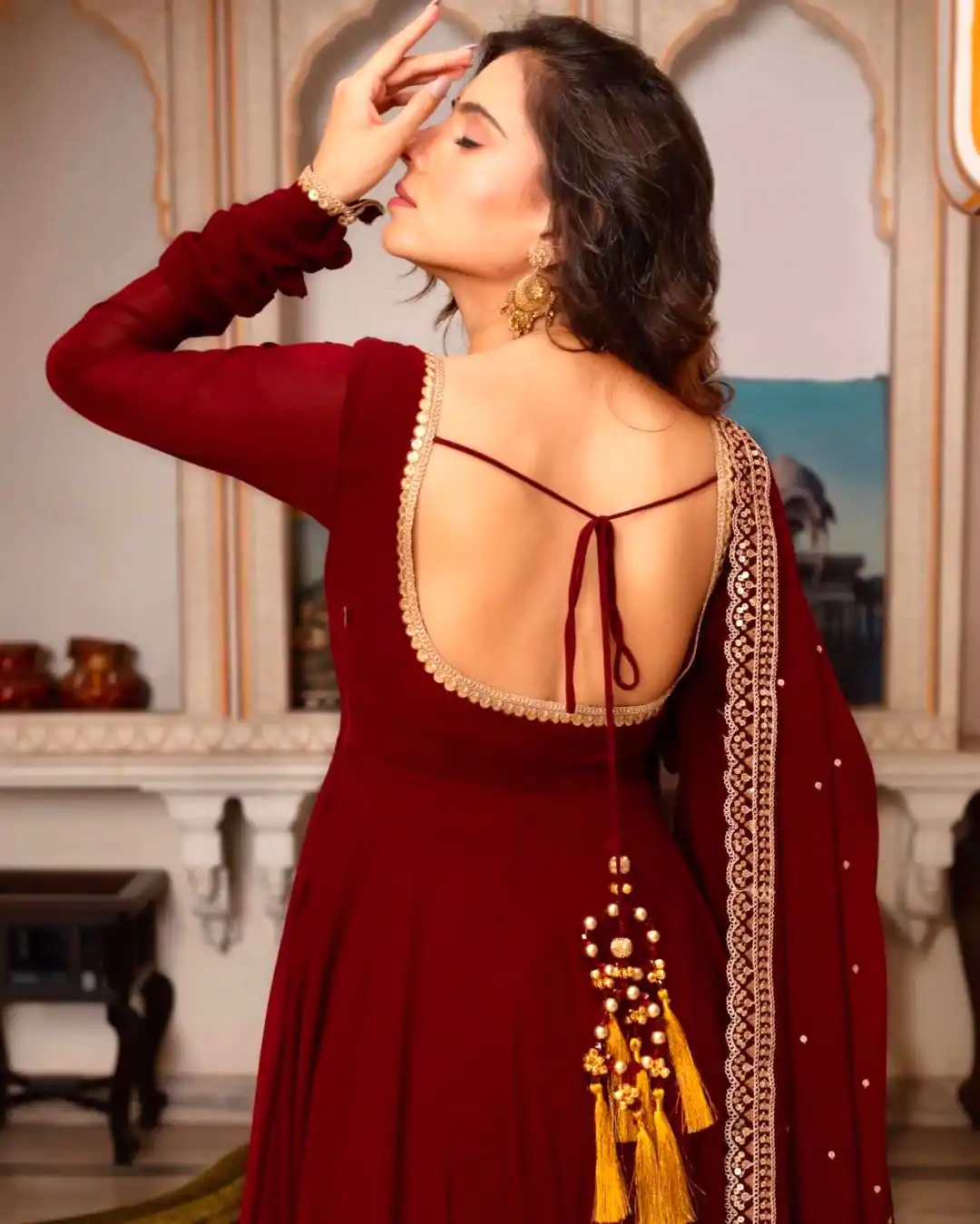 SRK 5222 Maroon in Faux Georgette Lace Work & Embroidery Work Salwar Suit . Grab it for ₹1849. Delivery 4-6 Working Days. Shop now. | Designer Suits, Jump Suits, Casual Suits, Creative suits, Palazzo Suits, Party Wear Suits, Patiala Suits, Salwar suit, Straight Suits
