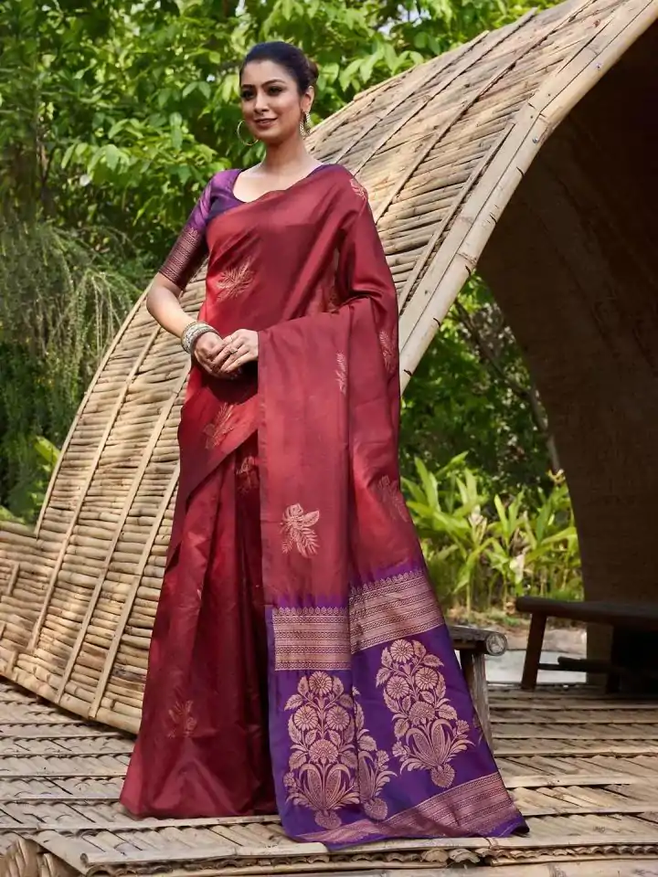 KPR 257 Maroon Soft Lichi Silk Saree with Lace Work & Lace Border. Now at just ₹1349. Delivery 4-6 Working Days. Shop now. | Bollywood Sarees, Creative Sarees, Designer Sarees, Embroidered Sarees, Ethnic Saree, Modern Digital sarees, Party Wear Sarees, Sarees