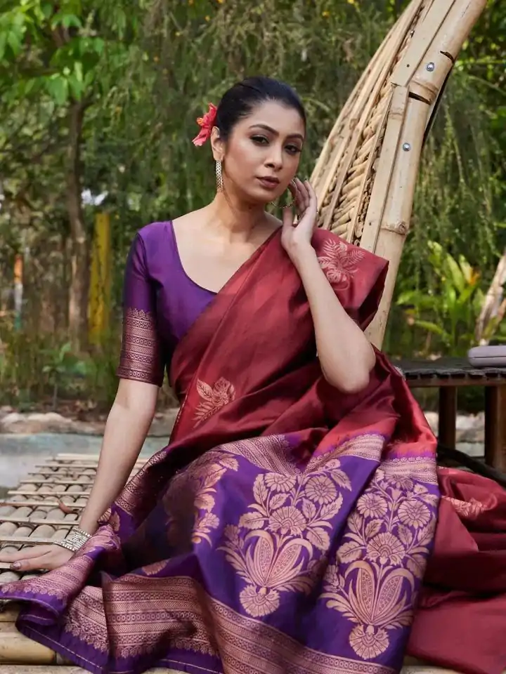 KPR 257 Maroon Soft Lichi Silk Saree with Lace Work & Lace Border. Now at just ₹1349. Delivery 4-6 Working Days. Shop now. | Bollywood Sarees, Creative Sarees, Designer Sarees, Embroidered Sarees, Ethnic Saree, Modern Digital sarees, Party Wear Sarees, Sarees