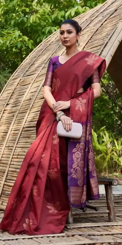 KPR 257 Maroon Soft Lichi Silk Saree with Lace Work & Lace Border. Now at just ₹1349. Delivery 4-6 Working Days. Shop now. | Bollywood Sarees, Creative Sarees, Designer Sarees, Embroidered Sarees, Ethnic Saree, Modern Digital sarees, Party Wear Sarees, Sarees