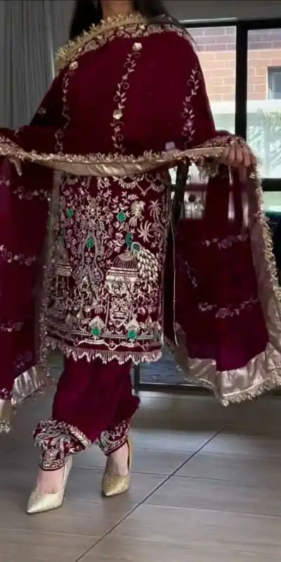 NF 1239 Maroon Natural Crep Salwar Suit Perfect for Wedding, Party, Haldi, Festival Celebrations, Housewarming – . Get it for ₹2449. Delivery 4-6 Wor | Designer Suits, Jump Suits, Casual Suits, Creative suits, Palazzo Suits, Party Wear Suits, Patiala Suits, Salwar suit, Straight Suits