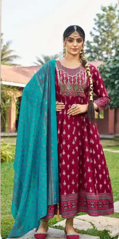 INLI Masakali 7.0 Maroon in Color Rayon Embroidery Work Gown . Exclusive Offer ₹1849. Delivery 4-6 Working Days. Shop now. | Bollywood Gowns, Creative Gowns, Designer Gowns, Embroidered Gowns, Gowns, Party Wear Gowns