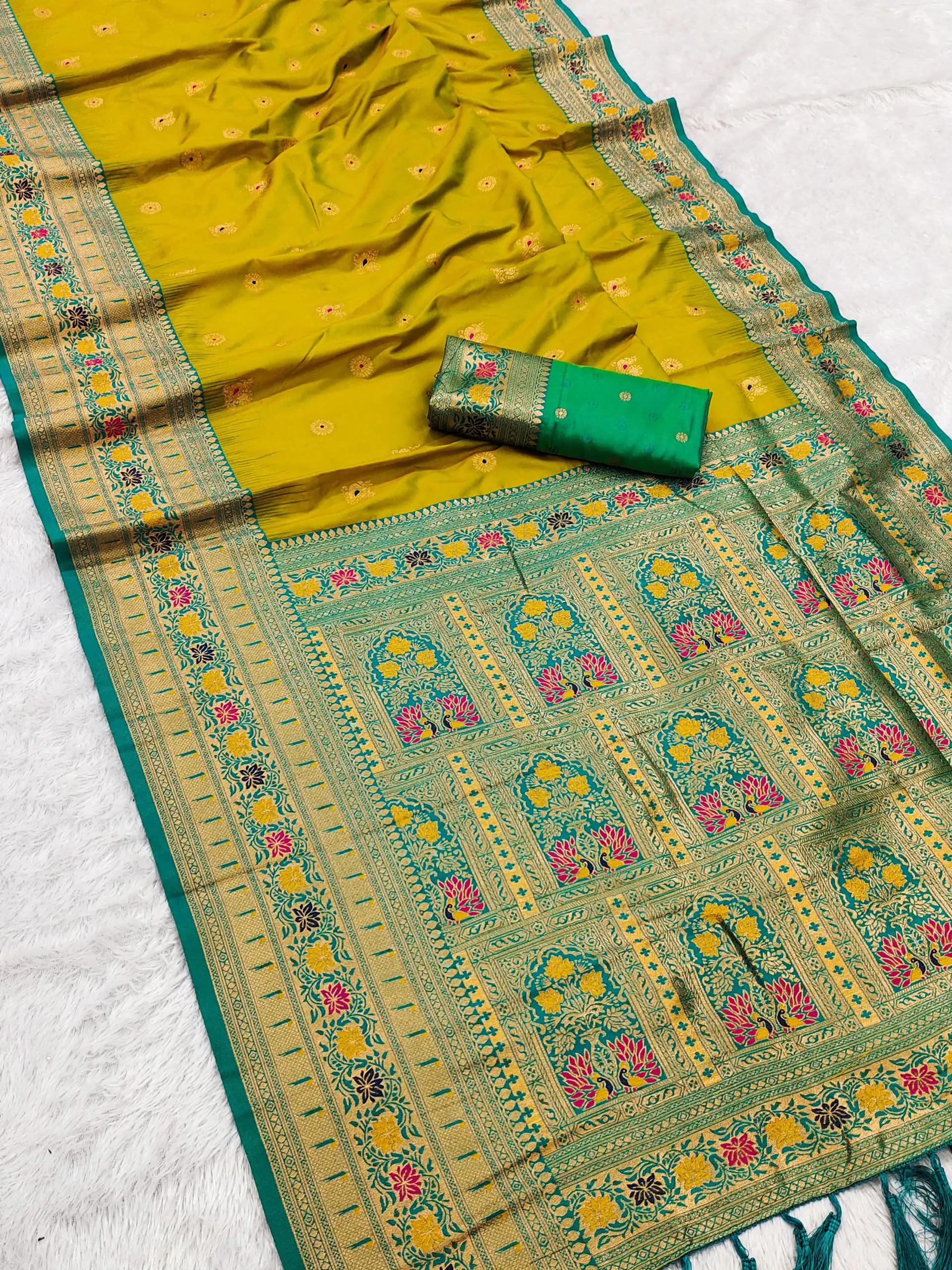 MB 18 Mustard Color Banarasi silk Saree with Zari Work & Lace Work. Affordable Price ₹2449. Delivery 4-6 Working Days. Shop now. | Bollywood Sarees, Creative Sarees, Designer Sarees, Embroidered Sarees, Ethnic Saree, Modern Digital sarees, Party Wear Sarees, Sarees
